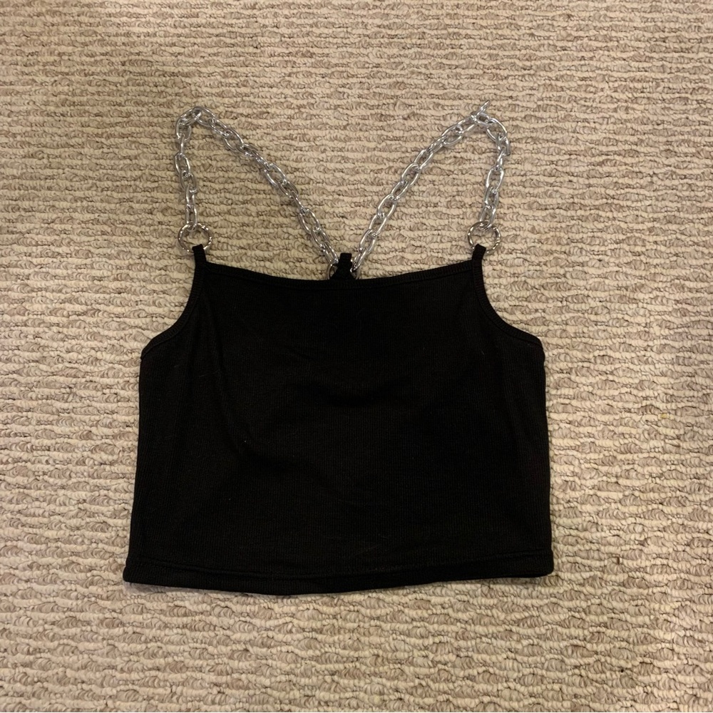 Black Chain Strap Women's Top